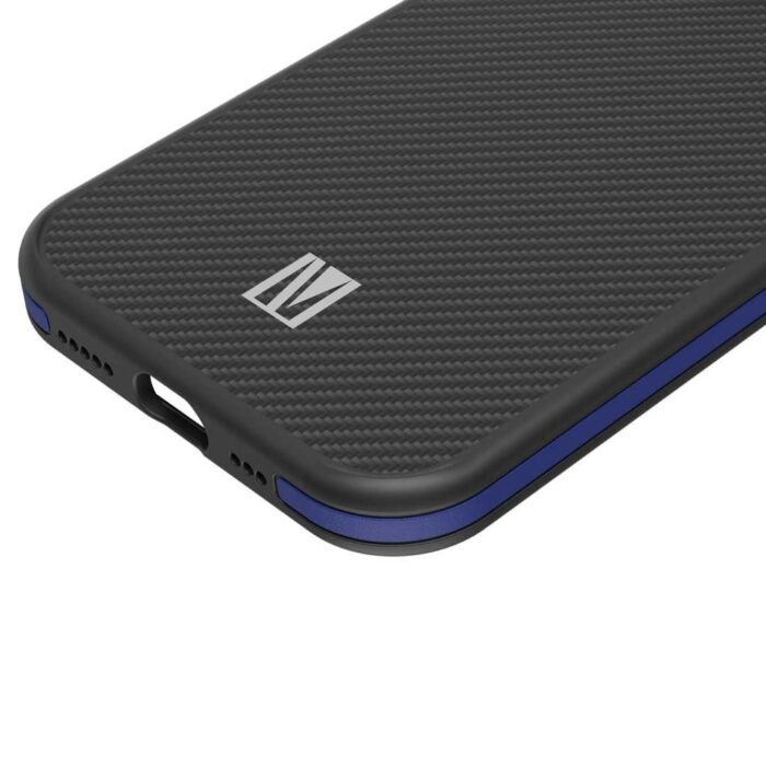 Levelo Ox Carbon Shock-Proof Edges Raised Bezel Case for iPhone 15 Pro Series Blue - Image 3