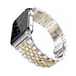 Apple Watch Stainless Steel Band  42/44/45 mm - Silver With Two Lines Gold - Image 3
