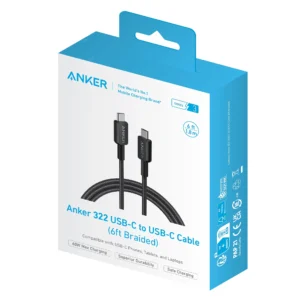 Anker Cable 322 USB-C to USB-C 60W 6ft – Fast Charging Black