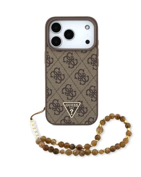 Guess MagSafe Leather Case for iPhone 17 Pro Max – brown with Wrist Strap