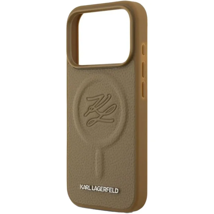Karl Lagerfeld MagSafe PU Leather Case with Initial Debossed Logo for iPhone 17 Pro Max, Slim Profile -Brown - Image 6