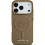 Karl Lagerfeld MagSafe PU Leather Case with Initial Debossed Logo for iPhone 17 Pro Max, Slim Profile -Brown