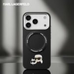 Karl Lagerfeld PU Leather Case with Karl Choupette Head Pins for iPhone 17 Pro Max Black - Image 3