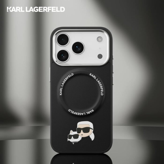 Karl Lagerfeld PU Leather Case with Karl Choupette Head Pins for iPhone 17 Pro Max Black - Image 3
