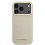 karl lagerfeld magsafe full wrapped pu leather case with karl grain for iphone 18 pro max beige on black iPhone
