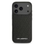 karl lagerfeld magsafe full wrapped pu leather case with karl grain for iphone 18 pro max black on black iPhone