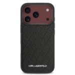 karl lagerfeld magsafe full wrapped pu leather case with karl grain for iphone 18 pro max black on burgundy iPhone