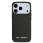 karl lagerfeld magsafe full wrapped pu leather case with karl grain for iphone 18 pro max black on glacier iPhone