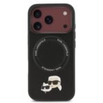 karl lagerfeld pu leather case with karl choupette head pins for iphone 18 pro max black on burgundy iPhone