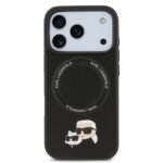 karl lagerfeld pu leather case with karl choupette head pins for iphone 18 pro max black on glacier iPhone