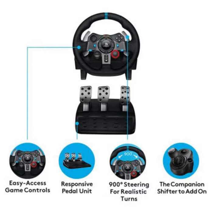 G29 Driving Force Racing Wheel and Floor Pedals for PS5, PS4,PS3 And PC - Black - Image 4