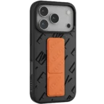 Levelo Morphix Vallo Faux Leather Gripstand Case for iPhone 17 Pro Max Black