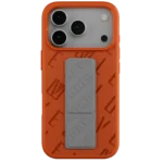 Levelo Morphix Vallo Faux Leather Gripstand Case for iPhone 17 Pro Max Orange