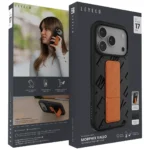 Levelo Morphix Vallo Faux Leather Gripstand Case for iPhone 17 Pro Max Black - Image 3