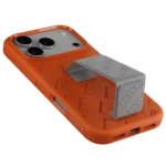 Levelo Morphix Vallo Faux Leather Gripstand Case for iPhone 17 Pro Max Orange - Image 2