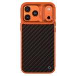 Kajsa Svelte Collection - Real Carbon Fibre Back Case for iPhone 17 pro max (MagSafe Compatible) Orange Plus