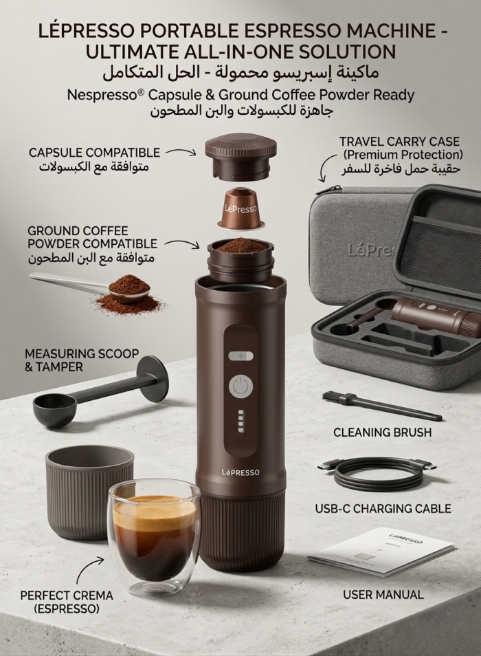 Lepresso Portable Espresso maker  2-in-1 Brown - Image 2