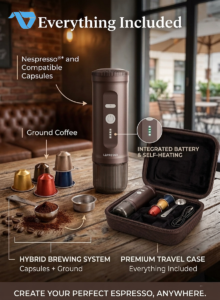 ⁦Lepresso Portable Espresso maker  2-in-1 Brown⁩ - الصورة ⁦3⁩