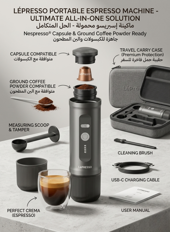Lepresso Portable Espresso Maker 2-in-1 Gray - Image 2