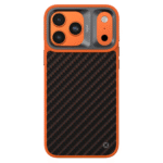 Kajsa Svelte Collection - Real Carbon Fibre Back Case for iPhone 17 pro max (MagSafe Compatible) Orange