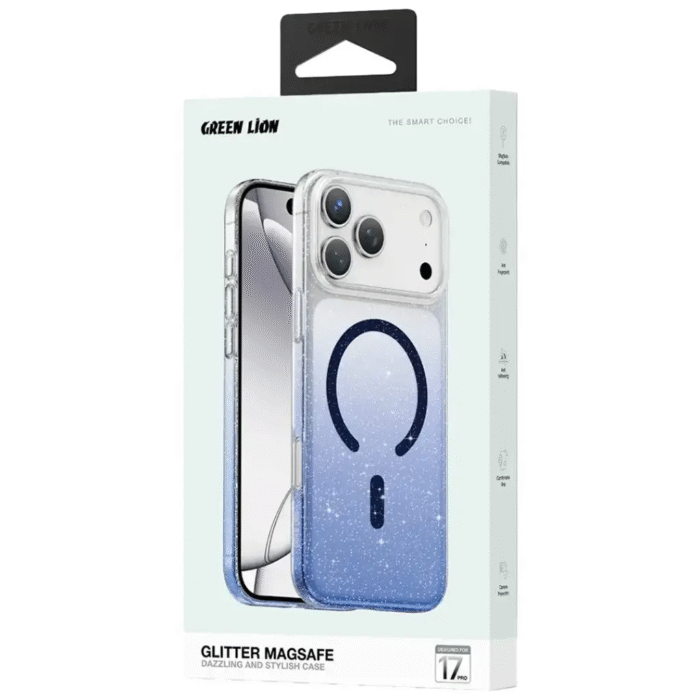 Green Lion Glitter MagSafe Case for iPhone 17 Pro Max Blue - Image 3
