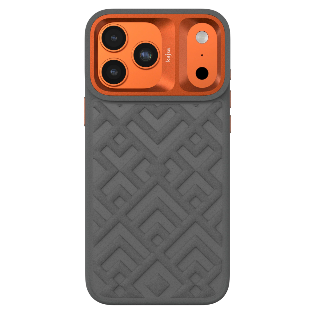greys3 Kajsa Briquette Collection - Rhombus Back Case for iPhone 17 Pro Max Mix Orange - Image 1