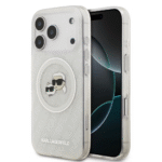 Karl Lagerfeld MagSafe IML Glitter & KL Repeated Case with Karl & Choupette for iPhone 17 Pro – White - Image 3