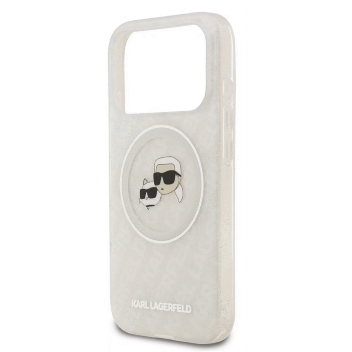 Karl Lagerfeld MagSafe IML Glitter & KL Repeated Case with Karl & Choupette for iPhone 17 Pro – White - Image 6