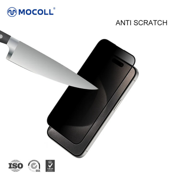 Mocoll Full Cover Tempered Glass Screen Protector For iPhone 16 Pro Max - Privacy - Image 3