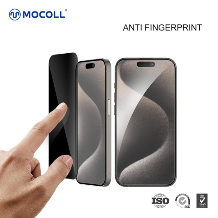 Mocoll Full Cover Tempered Glass Screen Protector For iPhone 16 Pro Max - Privacy - Image 2