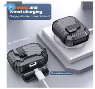 AirPods Pro3 CarbonWith Holder Headphone Case Wireless Charge Box Fashion Earphone Protector Gray - الصورة 2