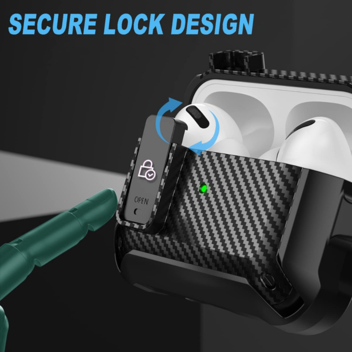 Carbon Fiber With Holder Headphone Case For AirPods Pro 3 Wireless Charge Box Fashion Earphone Protector Black - Image 3