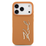 Karl Lagerfeld PU Leather Case with Karl Script Logo Buttons for iPhone 17 Pro Max Brown