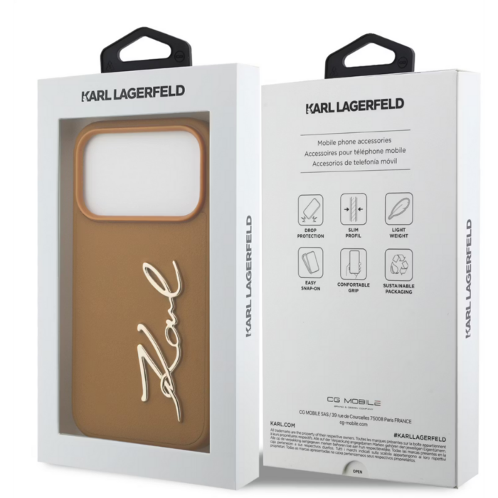 Karl Lagerfeld PU Leather Case with Karl Script Logo Buttons for iPhone 17 Pro Max Brown - Image 7
