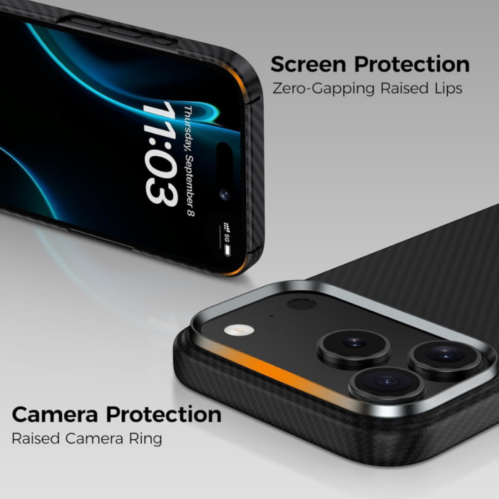 KEVLAR Tactical Woven Case, MagSafe Compatible for iPhone 17 pro max - Black Carbon Fiber - Image 11