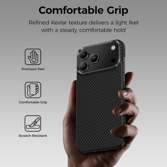 KEVLAR Tactical Woven Case, MagSafe Compatible for iPhone 17 pro max - Black Carbon Fiber - Image 10