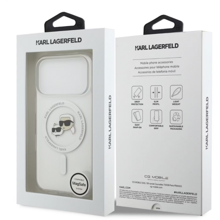 Karl Lagerfeld MagSafe IML Case with Printed Karl & Choupette Heads for iPhone 17 Pro Max - Transparent - Image 7