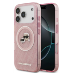 Karl Lagerfeld MagSafe IML Glitter & KL Repeated Case with Karl & Choupette for iPhone 17 Pro Max – Pink - Image 3