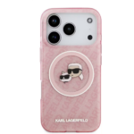 Karl Lagerfeld MagSafe IML Glitter & KL Repeated Case with Karl & Choupette for iPhone 17 Pro Max – Pink