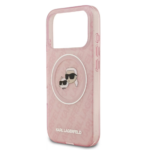 Karl Lagerfeld MagSafe IML Glitter & KL Repeated Case with Karl & Choupette for iPhone 17 Pro Max – Pink - Image 5