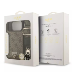 Guess MagSafe Case 4G Triangle Logo with Big Strap for iPhone 17 Pro Max - Brown - Image 8