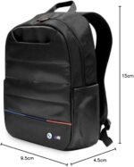 CG MOBILE BMW Backpack M Series Laptop Backpack Compact for Tablets/Laptops | Carbon PU & Nylon with Contrasted Tricolor Line | 15" - Black - Image 6