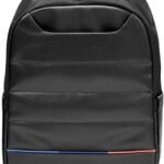 CG MOBILE BMW Backpack M Series Laptop Backpack Compact for Tablets/Laptops | Carbon PU & Nylon with Contrasted Tricolor Line | 15" - Black