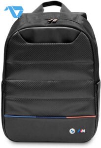 CG MOBILE BMW Backpack M Series Laptop Backpack Compact for Tablets/Laptops | Carbon PU & Nylon with Contrasted Tricolor Line | 15" - Black