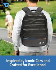 CG MOBILE BMW Backpack M Series Laptop Backpack Compact for Tablets/Laptops | Carbon PU & Nylon with Contrasted Tricolor Line | 15" - Black - الصورة 4