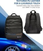 CG MOBILE BMW Backpack M Series Laptop Backpack Compact for Tablets/Laptops | Carbon PU & Nylon with Contrasted Tricolor Line | 15" - Black - Image 5