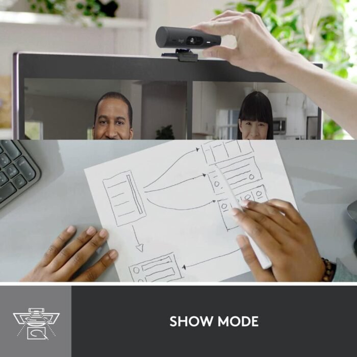 Logitech BRIO 500 Full HD 1080p Webcam With Auto Light Correction, Show Mode, Dual Noise Reduction Mics, Webcam Privacy Cover and USB-C Connectivity - Graphite (2 Years Warranty) - Image 10