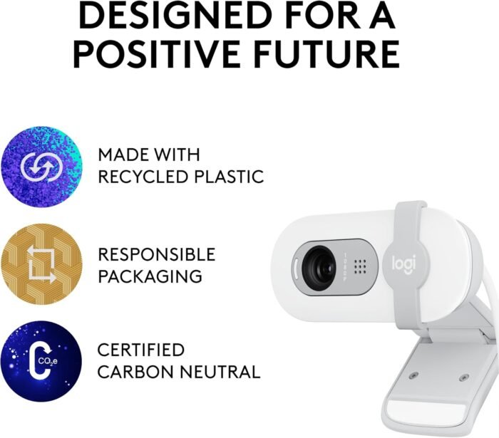 Logitech BRIO 100 Full HD 1080p Webcam With Auto-Light Balance, Integrated Privacy Shutter, and Built-In Mic - Off White (2 Years Warranty) - Image 11