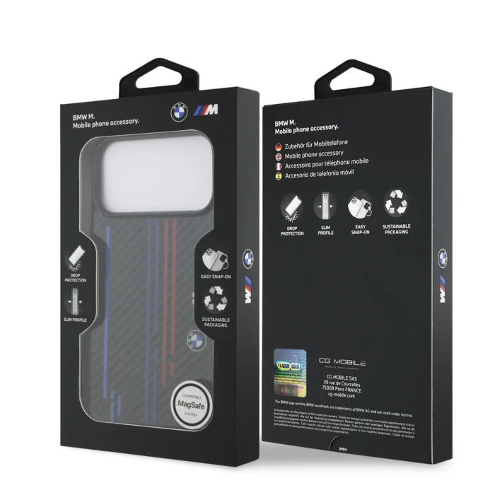 BMW MagSafe Kevlar Case With Printed Tricolor & Metal Logos For iPhone 17 Pro Max - Image 8