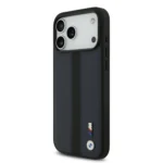 BMW PU Leather Case With Perforated Stripes & Metal Logos For iPhone 17 Pro Max - Navy - Image 4